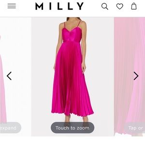 Milly Hallie Satin Pleated dress
